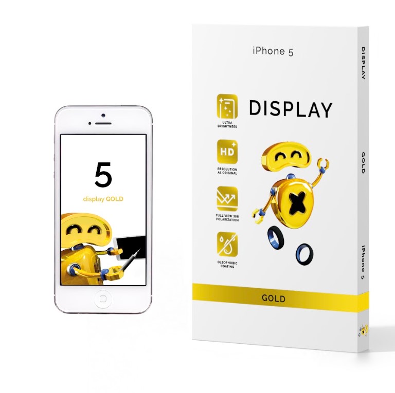 Display Lcd + Touch Screen Per Apple Iphone 5 Bianco Qualità Eccellente Gold